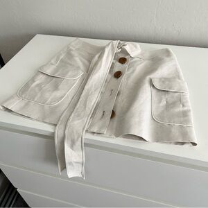 J Crew Cotton and Linen Skirt | Size 2 | Cream Business Skirt